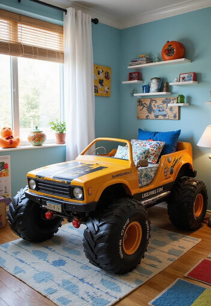 10 Monster Truck Bedroom Ideas with Fun Bold Themes - 4. Monster Truck Bed Frames: Sleep Like a Champion