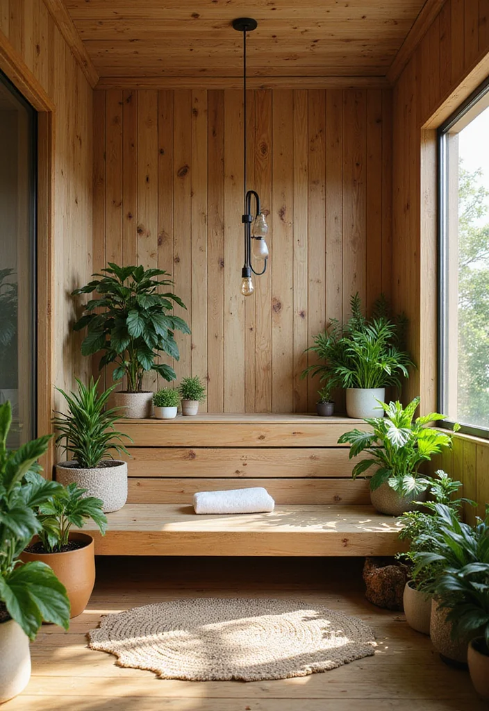10 Sauna Bathroom Ideas for Spa Level Relaxation - 8. Plants for a Fresh Vibe