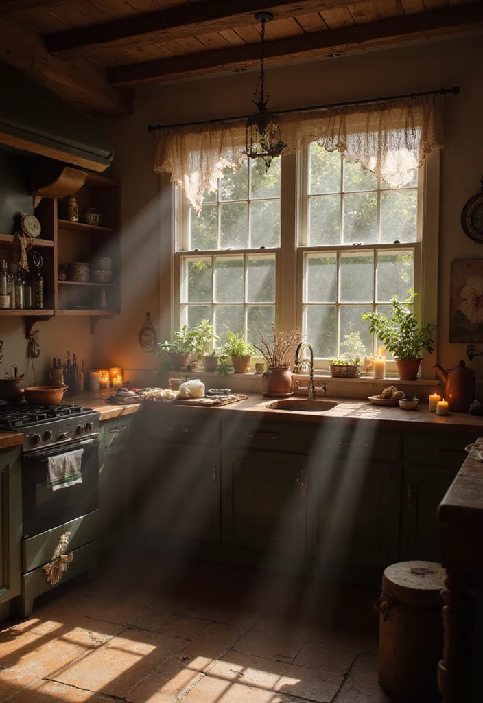 10 Witchy Kitchen Ideas for Mystical Cozy Aesthetics - 9. Natural Lighting and Candles