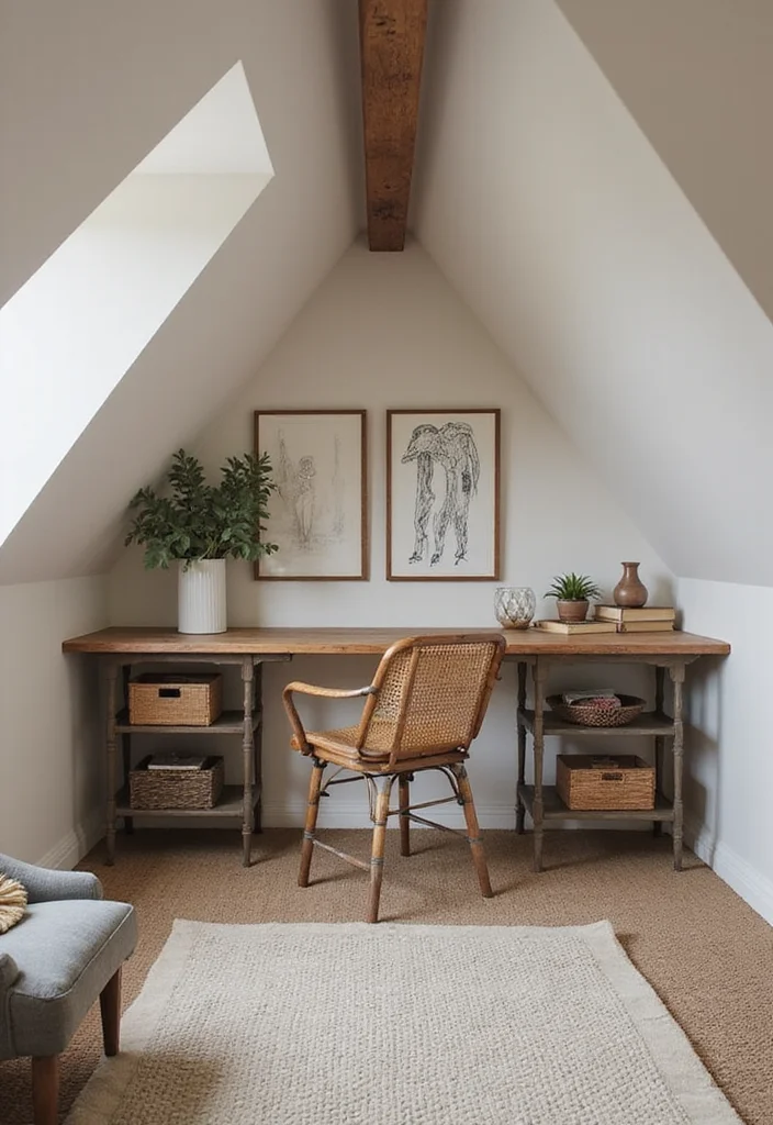 12 Attic Living Room Ideas for Smart Cozy Layouts - 10. Create an Integrated Workspace