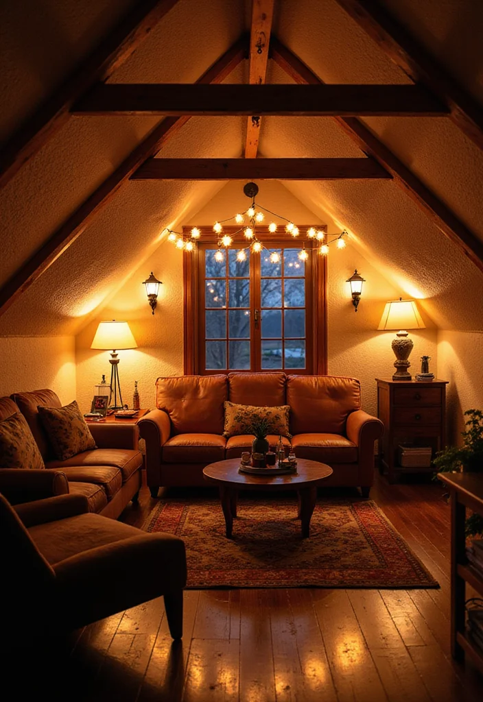12 Attic Living Room Ideas for Smart Cozy Layouts - 12. Optimize with Smart Lighting