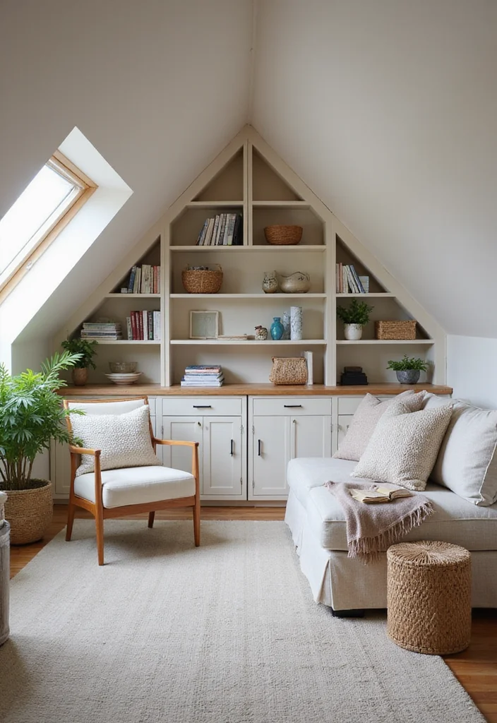 12 Attic Living Room Ideas for Smart Cozy Layouts - 8. Use Built-In Storage Wisely