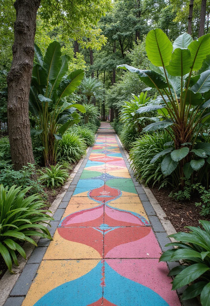 12 Backyard Painting Ideas for Colorful Creative Spaces - 11. Artistic Pathways: Painted Walkways