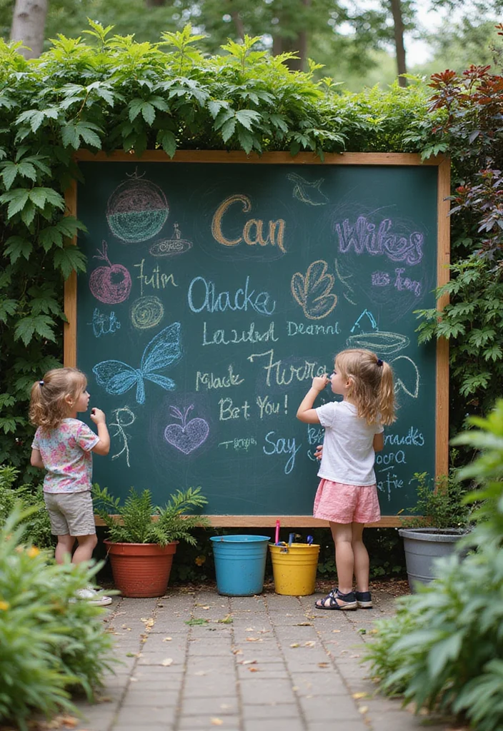 12 Backyard Painting Ideas for Colorful Creative Spaces - 8. Chalkboard Areas: Fun and Interactive