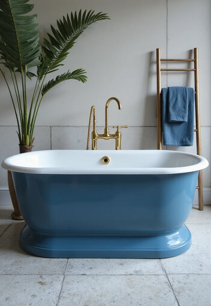12 Blue and Gold Bathroom Ideas for Elegant Modern Style - 10. Elegant Blue Bathtubs