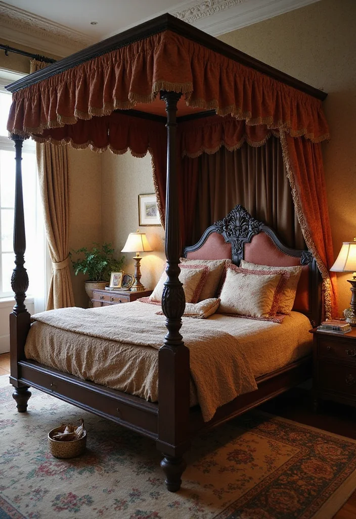 12 Canopy Bedroom Ideas for Soft Romantic Comfort - 3. Romantic Vintage Vibes