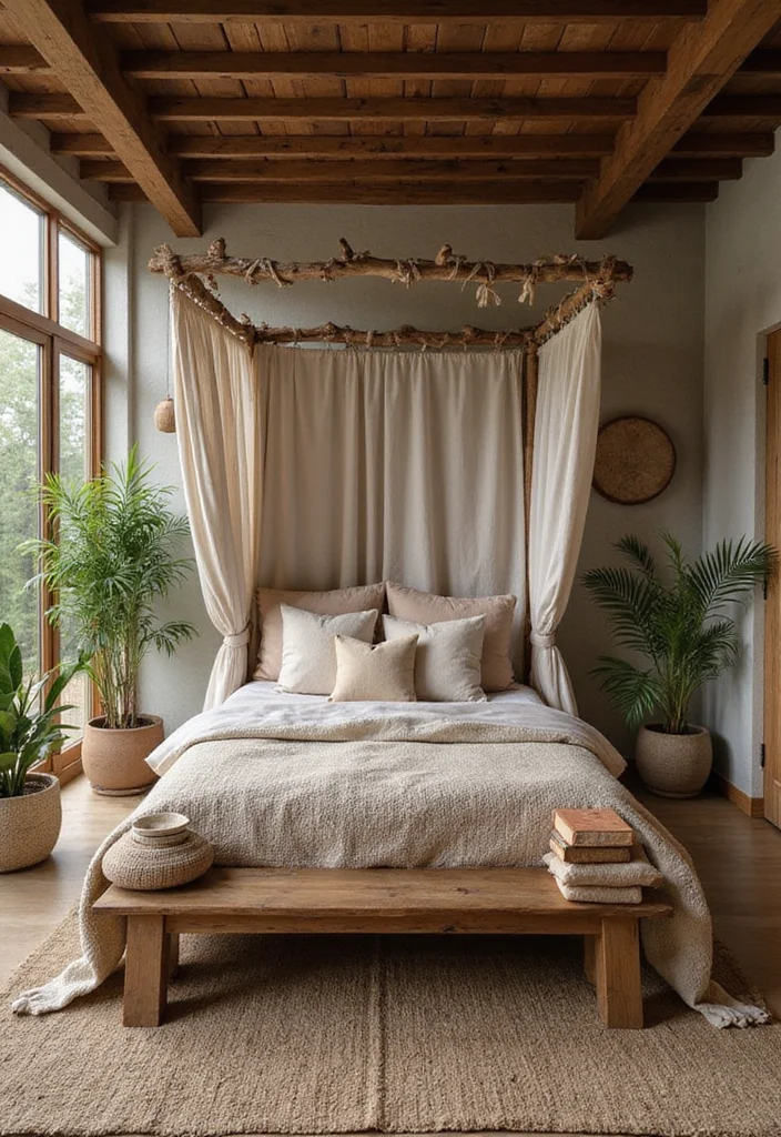 12 Canopy Bedroom Ideas for Soft Romantic Comfort - 4. Earthy Tones for a Cozy Retreat