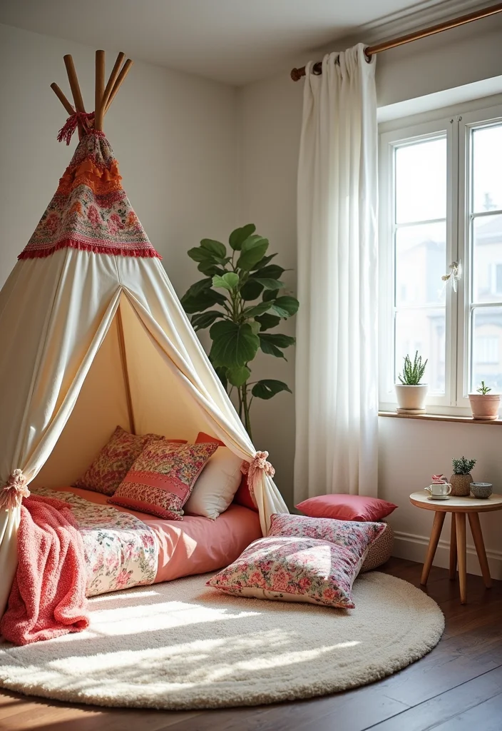 12 Canopy Bedroom Ideas for Soft Romantic Comfort - 8. Whimsical Teepee Canopy