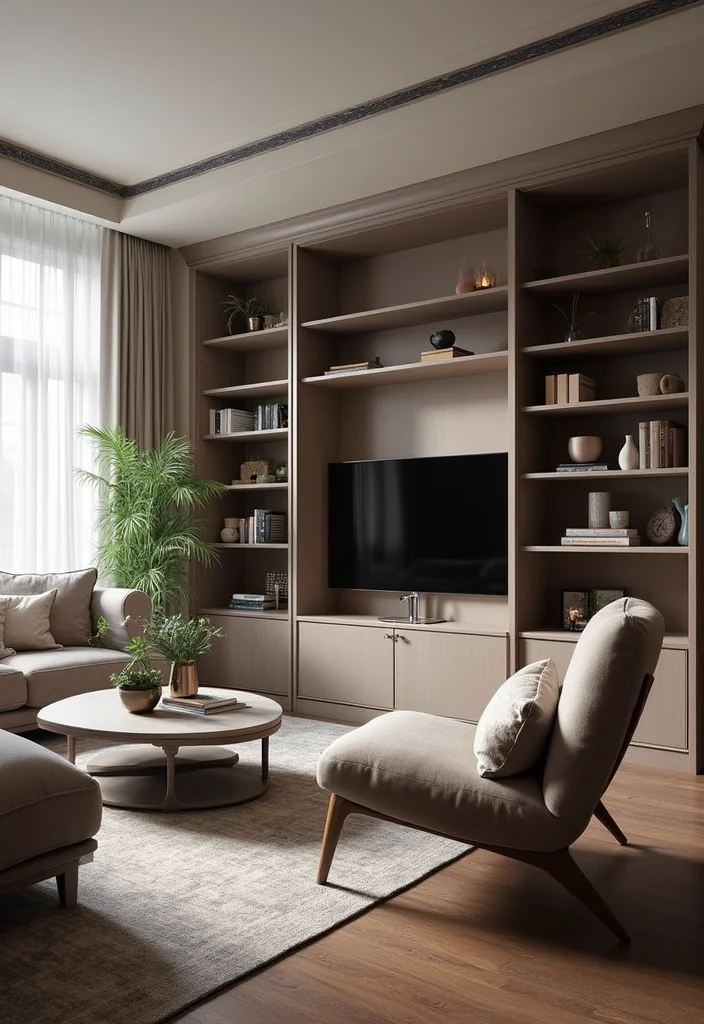 12 Dark Floor Living Room Ideas for Rich Modern Warmth - 11. Opt for Custom Built-Ins