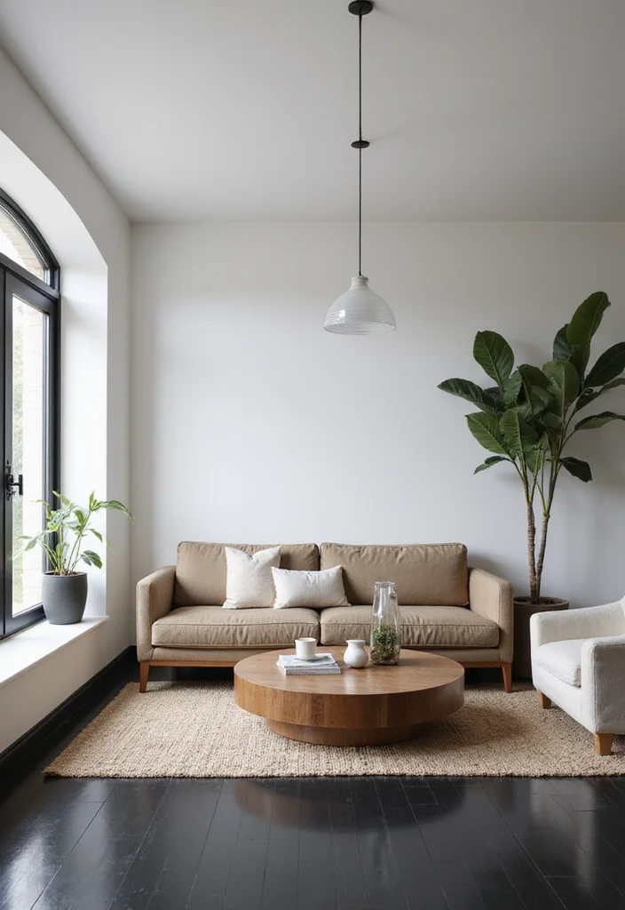 12 Dark Floor Living Room Ideas for Rich Modern Warmth - 5. Highlight Minimalist Elegance