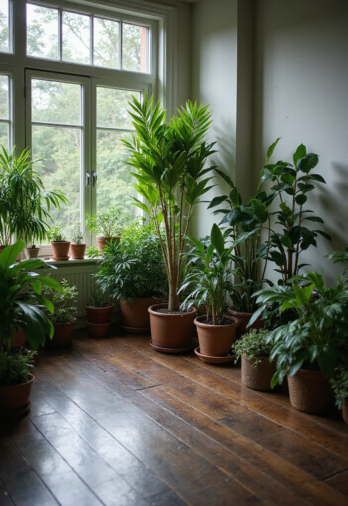 12 Dark Floor Living Room Ideas for Rich Modern Warmth - 9. Incorporate Nature with Plants