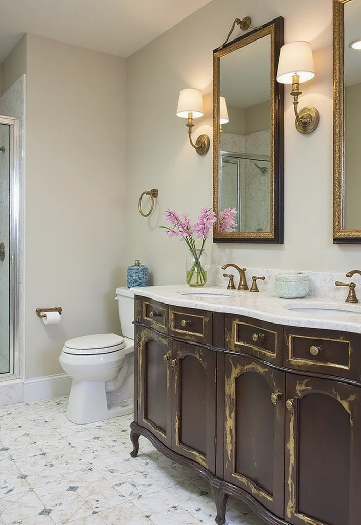 12 Gold Bathroom Ideas for Warm Luxe Accents - 7. Gold-Leaf Accents