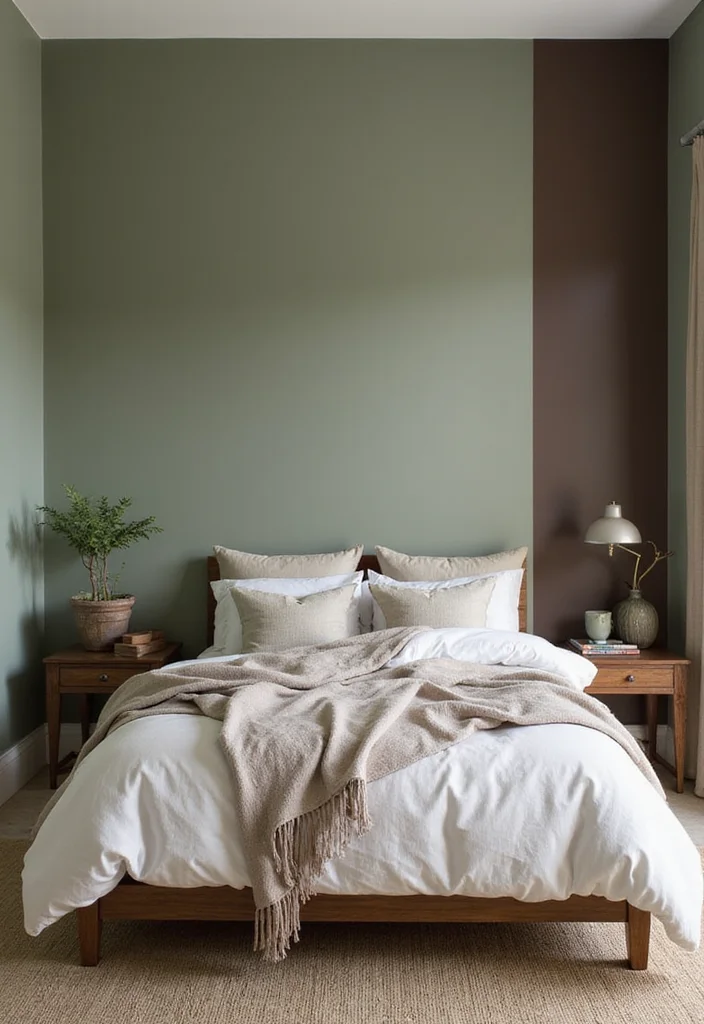 12 Green and Brown Bedroom Ideas for Earthy Natural Balance 1 12 Green and Brown Bedroom Ideas for Earthy Natural Balance - 1. Nature-Inspired Wall Colors