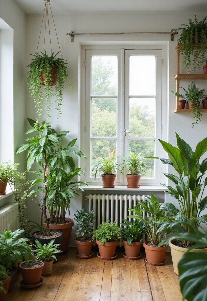 12 Green and Brown Bedroom Ideas for Earthy Natural Balance 23 12 Green and Brown Bedroom Ideas for Earthy Natural Balance - 3. Indoor Plants Galore