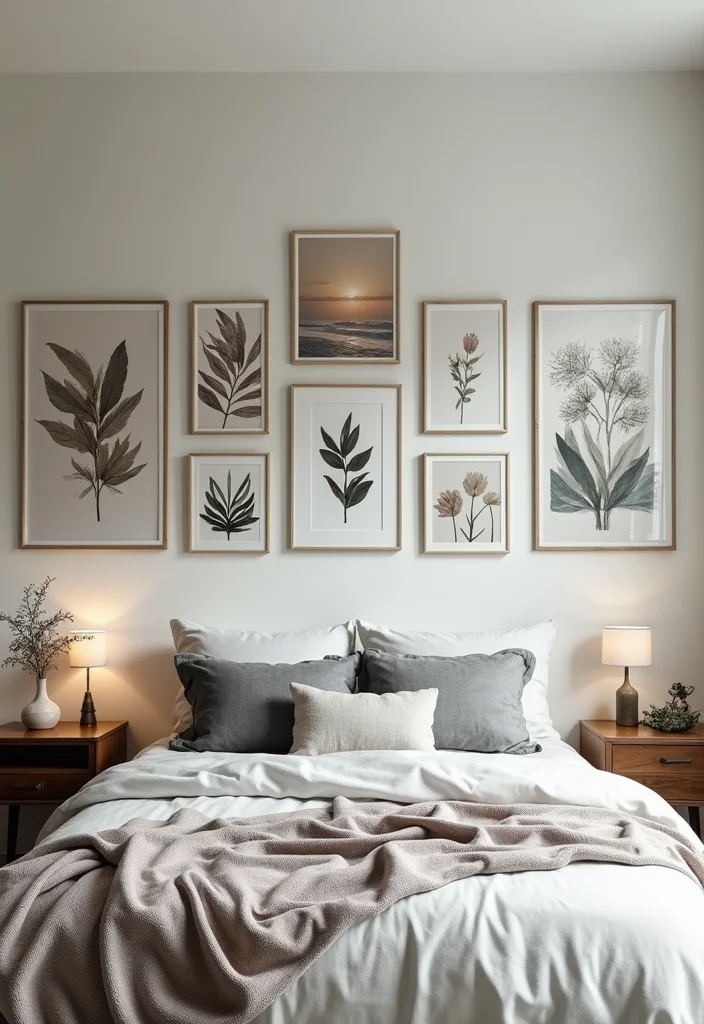 12 Green and Brown Bedroom Ideas for Earthy Natural Balance 45 12 Green and Brown Bedroom Ideas for Earthy Natural Balance - 5. Nature-Inspired Artwork