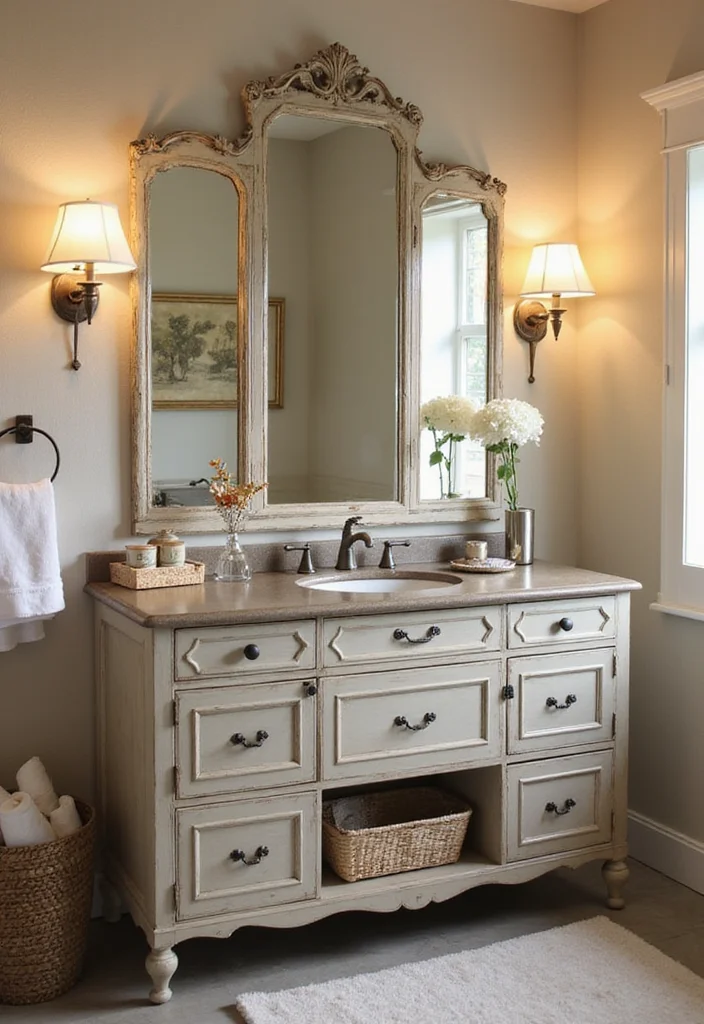 12 Joanna Gaines Bathroom Ideas for Cozy Simple Charm - 2. Vintage Vanities