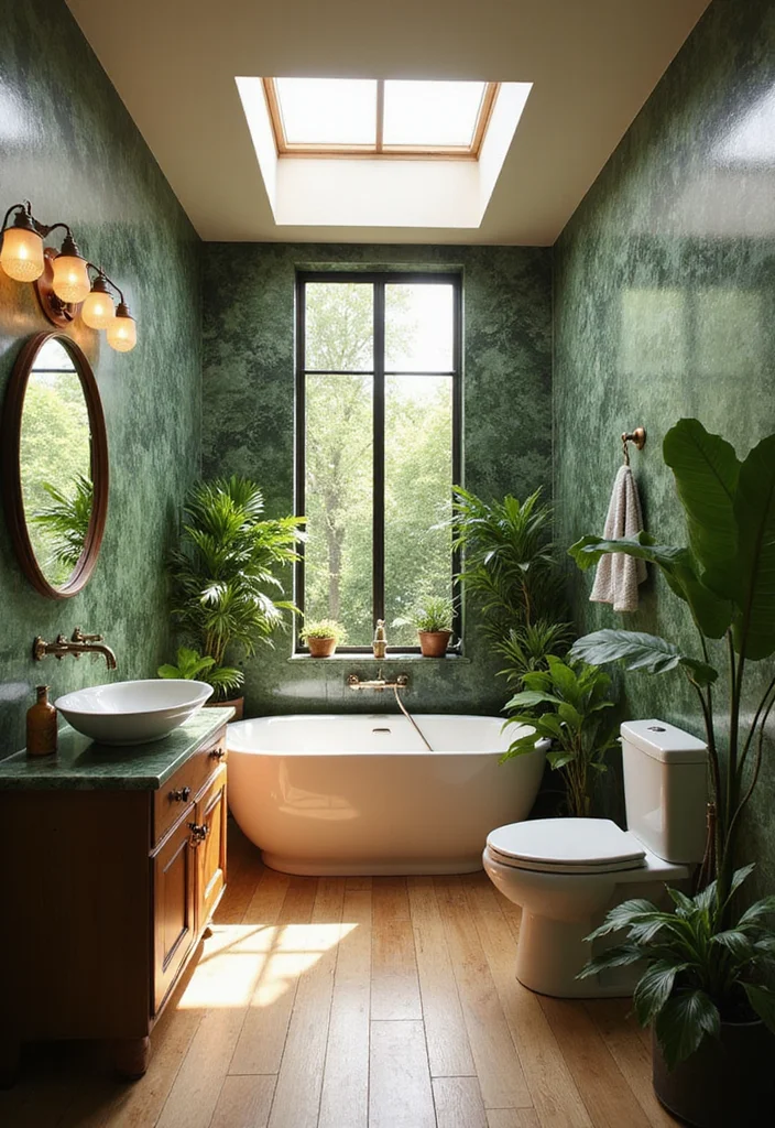 12 Jungle Bathroom Ideas for Lush Tropical Vibes - 6. Nature-Inspired Lighting