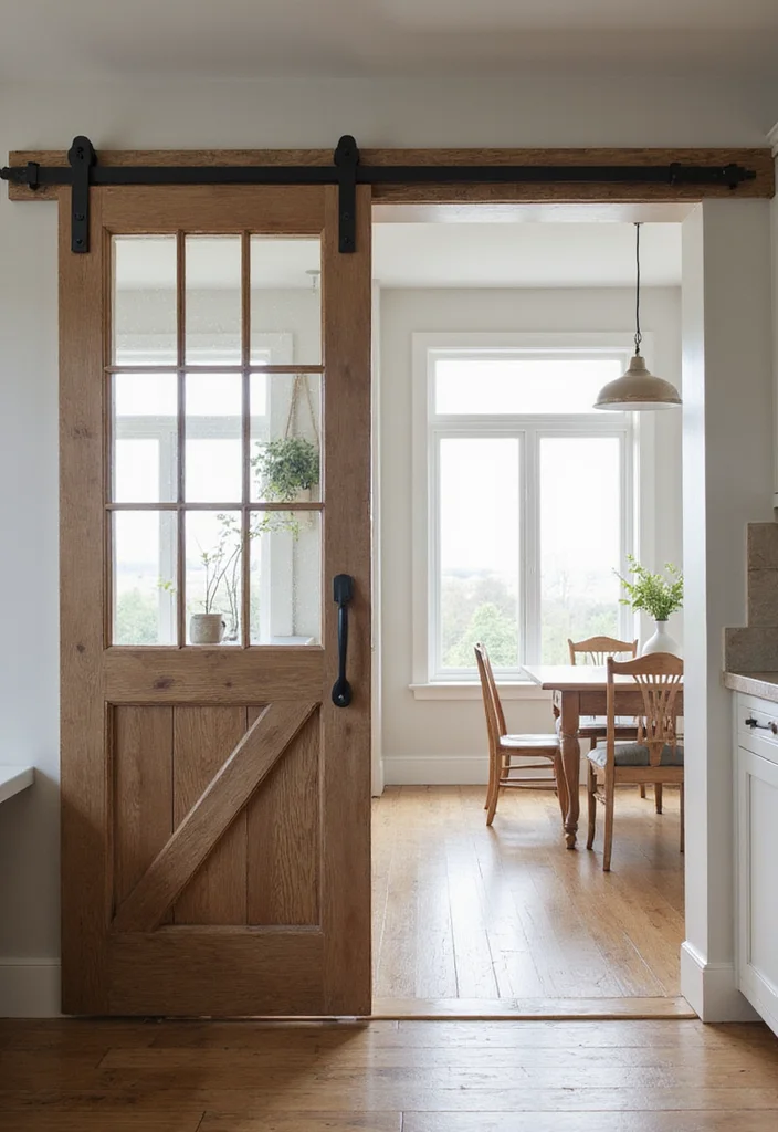 12 Kitchen Door Ideas for Functional Stylish Transitions - 5. Sliding Barn Doors with Windows