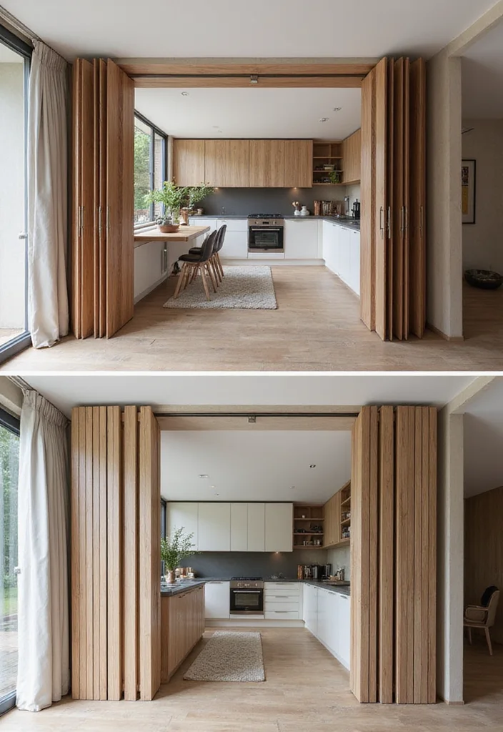 12 Kitchen Door Ideas for Functional Stylish Transitions - 7. Foldable Accordion Doors