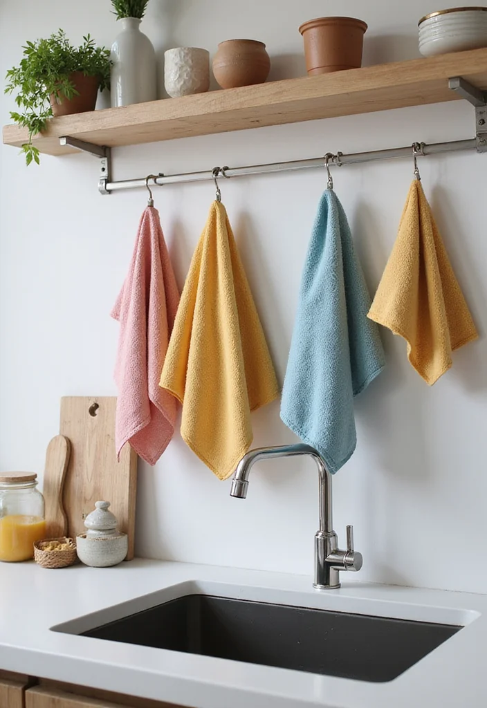 12 Kitchen Sink Decor Ideas for Clean Stylish Counters - 5. Attractive Towel Rack