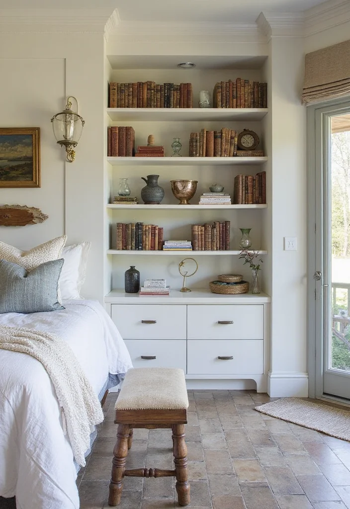 12 Lake House Bedroom Ideas for Relaxed Waterfront Style - 9. Built-In Shelving