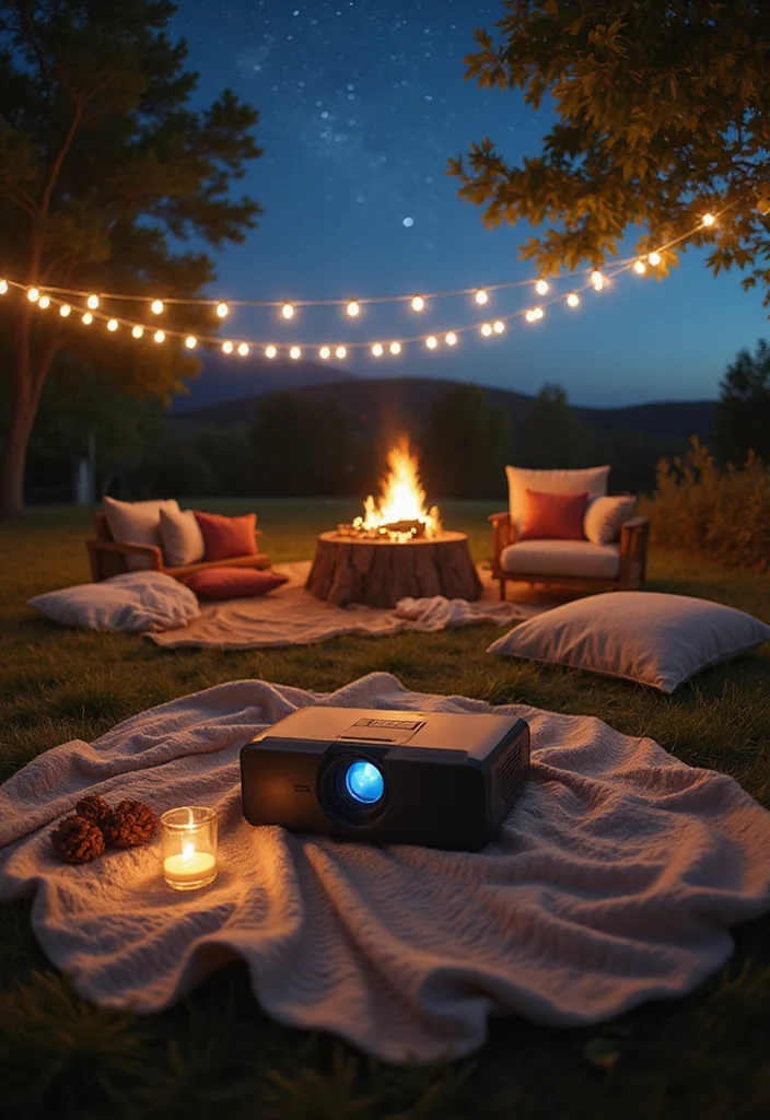 12 Magical Backyard Ideas for Whimsical Nighttime Charm - 11. Enchanted Outdoor Movie Setup