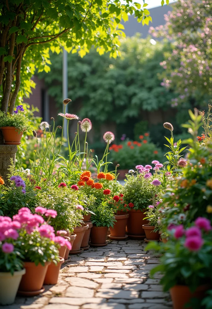 12 Magical Backyard Ideas for Whimsical Nighttime Charm - 12. Colorful Potted Plants