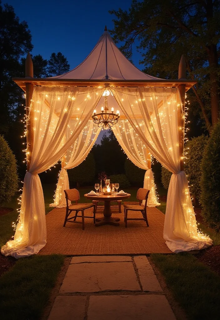 12 Magical Backyard Ideas for Whimsical Nighttime Charm - 9. Fairy Tale Canopy