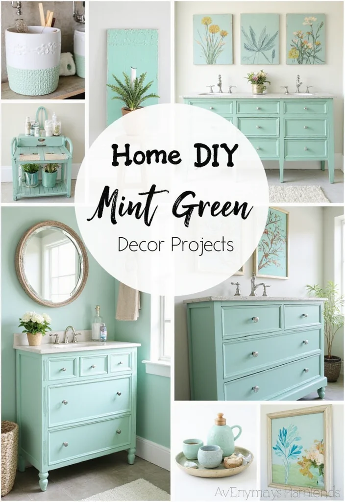 12 Mint Green Bathroom Ideas for Fresh Soft Serenity - 11. DIY Mint Green Decor Projects