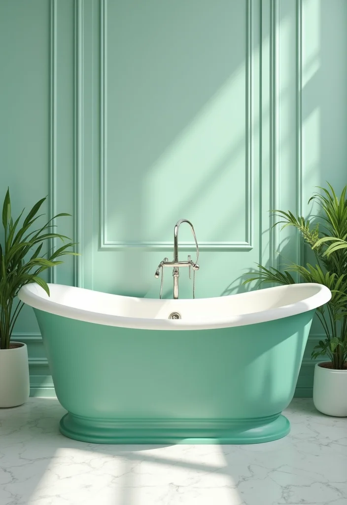 12 Mint Green Bathroom Ideas for Fresh Soft Serenity - 8. Mint Green Bathtubs for Luxurious Relaxation