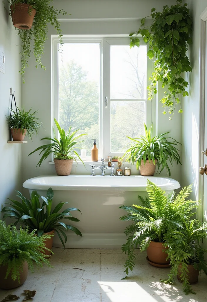 12 Natural Bathroom Ideas for Warm Organic Comfort - 10. Fresh Greenery