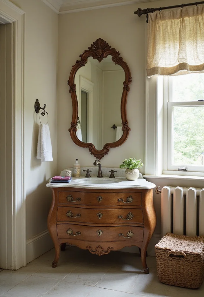12 Natural Bathroom Ideas for Warm Organic Comfort - 7. Vintage Touches