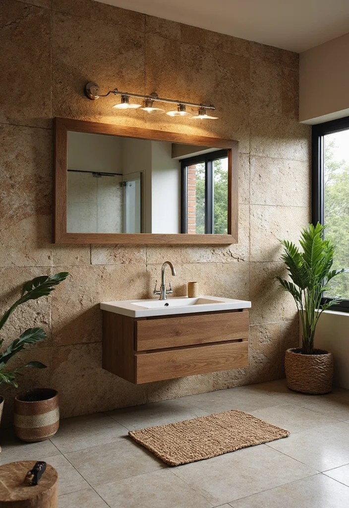 12 Nature Bathroom Ideas Inspired by Calm Earthy Tones - 1. Organic Textures with Natural Stone