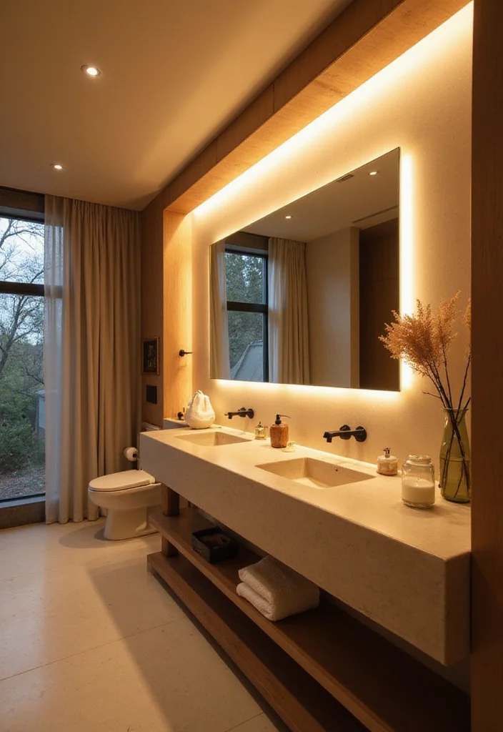 12 Nature Bathroom Ideas Inspired by Calm Earthy Tones - 6. Eco-Friendly Lighting Options