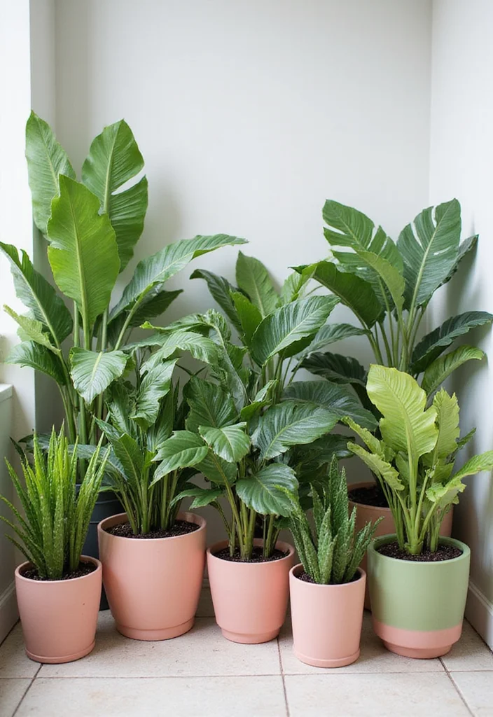 12 Pink and Green Bathroom Ideas for Fun Stylish Contrast 67 12 Pink and Green Bathroom Ideas for Fun Stylish Contrast - 7. Plants for a Tropical Vibe