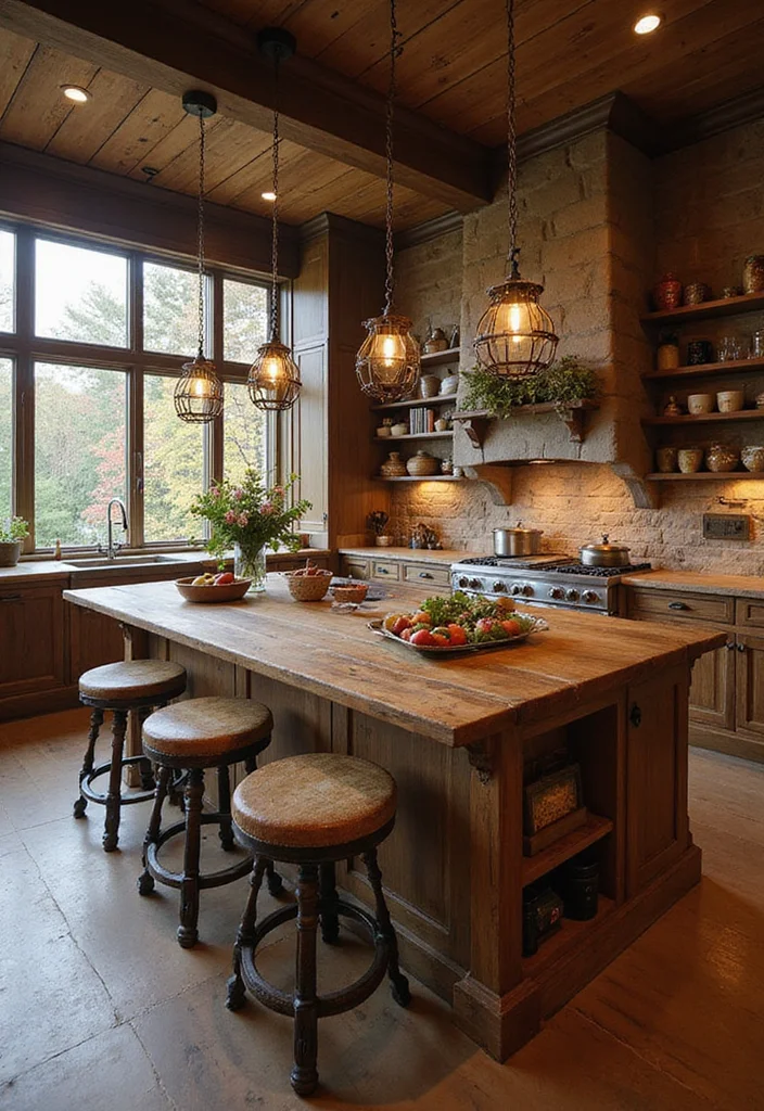 12 Rustic Kitchen Island Ideas for Warm Farmhouse Texture - 5. Multi-Level Island for Versatility