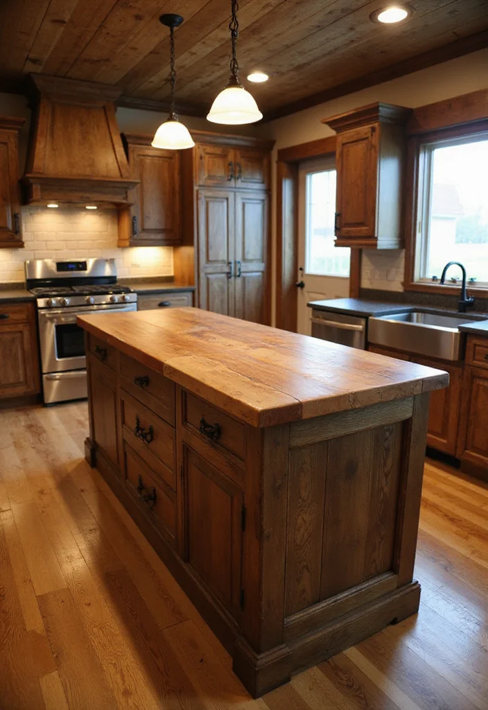12 Rustic Kitchen Island Ideas for Warm Farmhouse Texture - 6. Rustic Island with Butcher Block Top