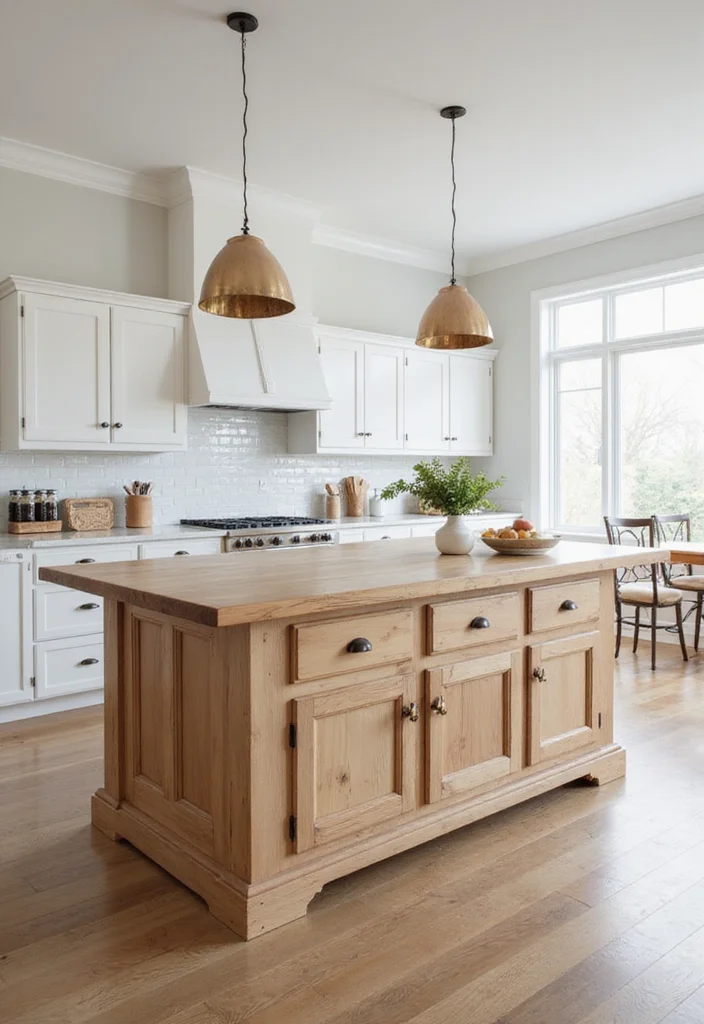 12 Rustic Kitchen Island Ideas for Warm Farmhouse Texture - 8. Minimalist Farmhouse Island