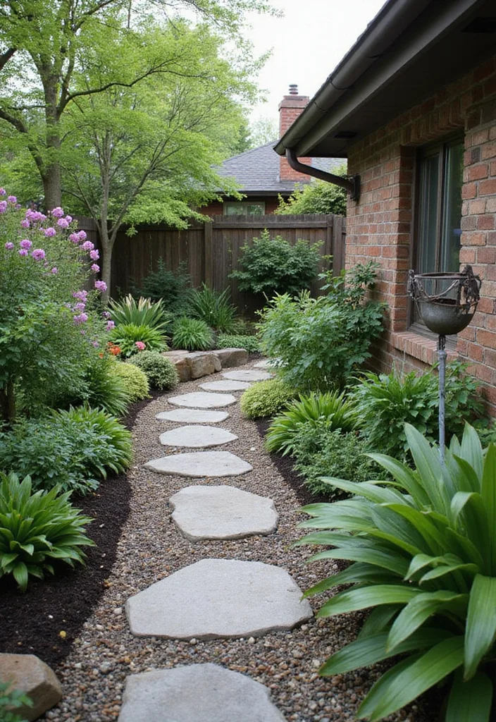 12 Side Backyard Ideas for Narrow Functional Layouts - 4. Decorative Pathways: Lead the Way