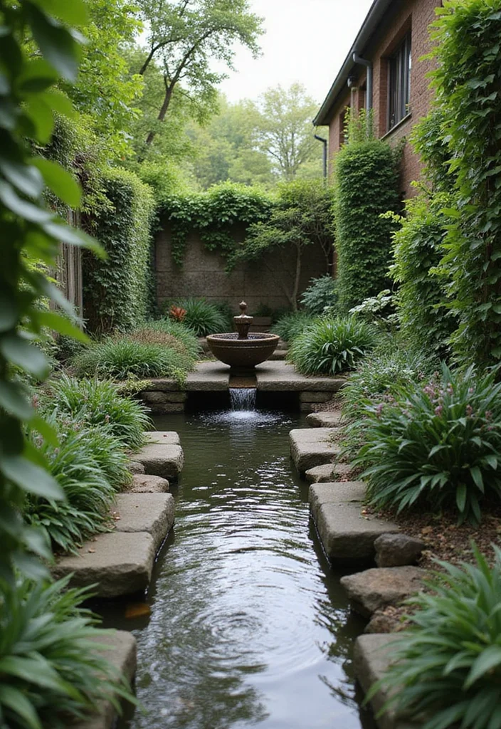 12 Side Backyard Ideas for Narrow Functional Layouts - 7. Water Features: Serenity in Space