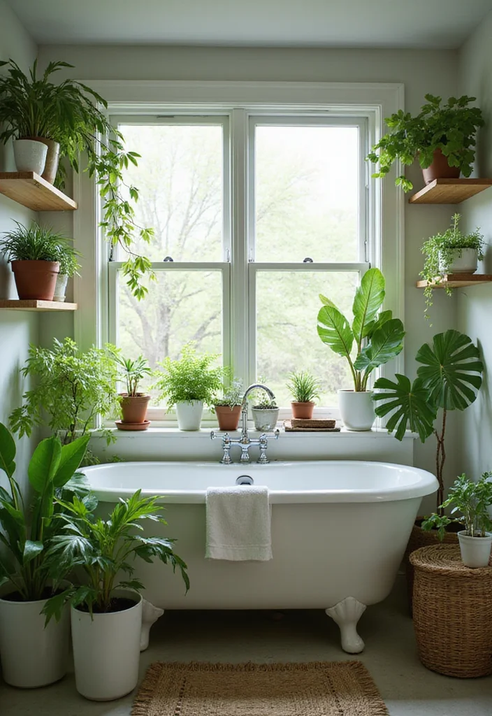 12 Small Country Bathroom Ideas for Cozy Rustic Charm - 7. Potted Plants