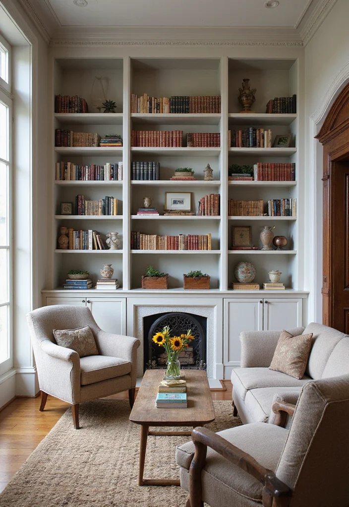 12 Traditional Living Room Decor Ideas for Timeless Comfort - 10. Built-In Bookshelves