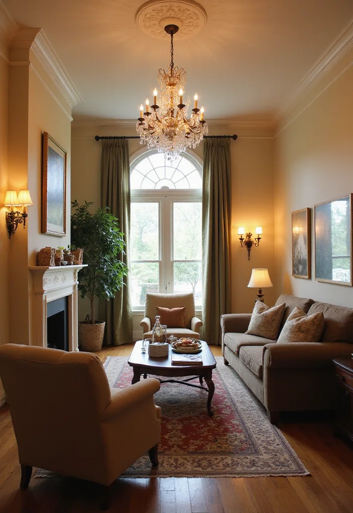 12 Traditional Living Room Decor Ideas for Timeless Comfort - 5. Classic Lighting Fixtures