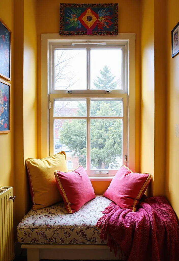 12 Window Seat Ideas Living Room for Cozy Built In Comfort - 6. Bright and Bold Colors