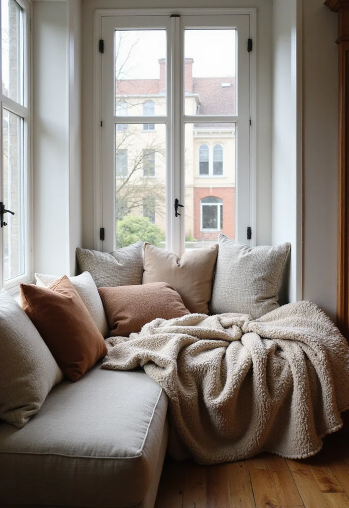 12 Window Seat Ideas Living Room for Cozy Built In Comfort - 9. Layered Textures