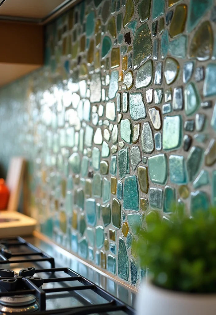 14 Kitchen Splashback Ideas for Bold Practical Design - 1. Recycled Glass Tiles