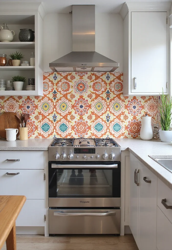 14 Kitchen Splashback Ideas for Bold Practical Design - 13. Patterned Vinyl Decals