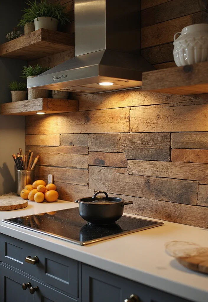 14 Kitchen Splashback Ideas for Bold Practical Design - 3. Upcycled Wood Planks