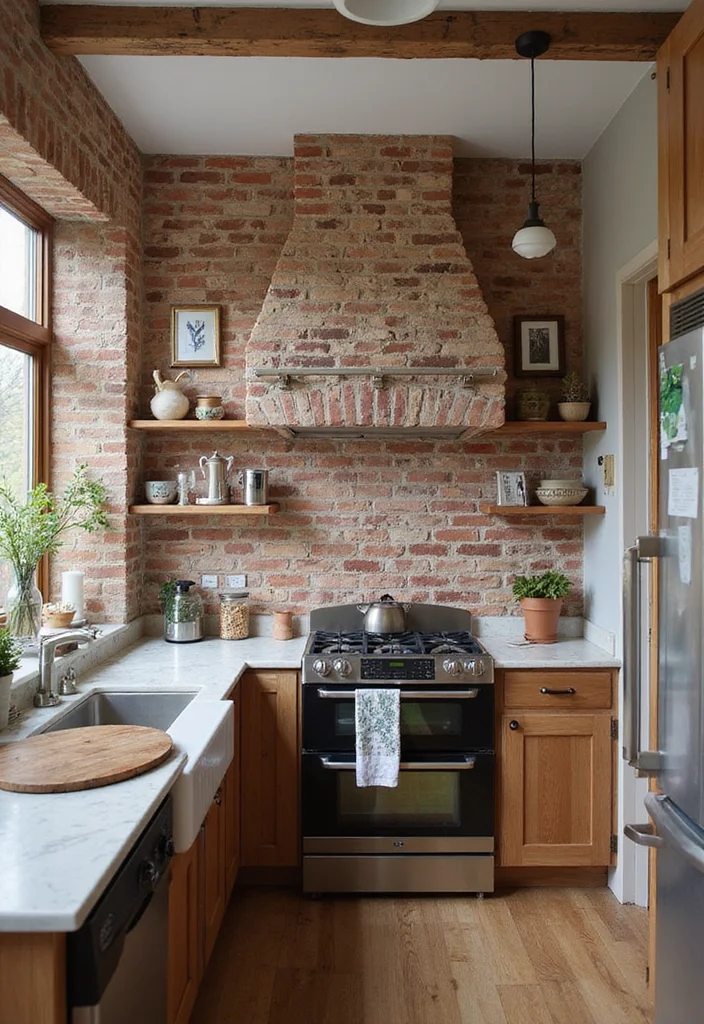14 Kitchen Splashback Ideas for Bold Practical Design - 7. Reclaimed Brick