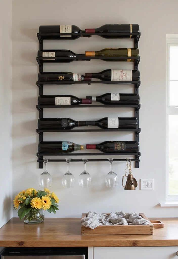 14 Kitchen Wall Storage Ideas to Maximize Vertical Space - 7. Vertical Wine Racks